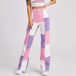 NWT high waist button fly spliced jeans